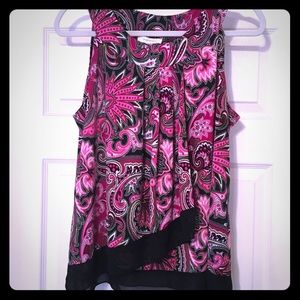 EUC Dress Barn Sleeveless Pink/Black Multi Top